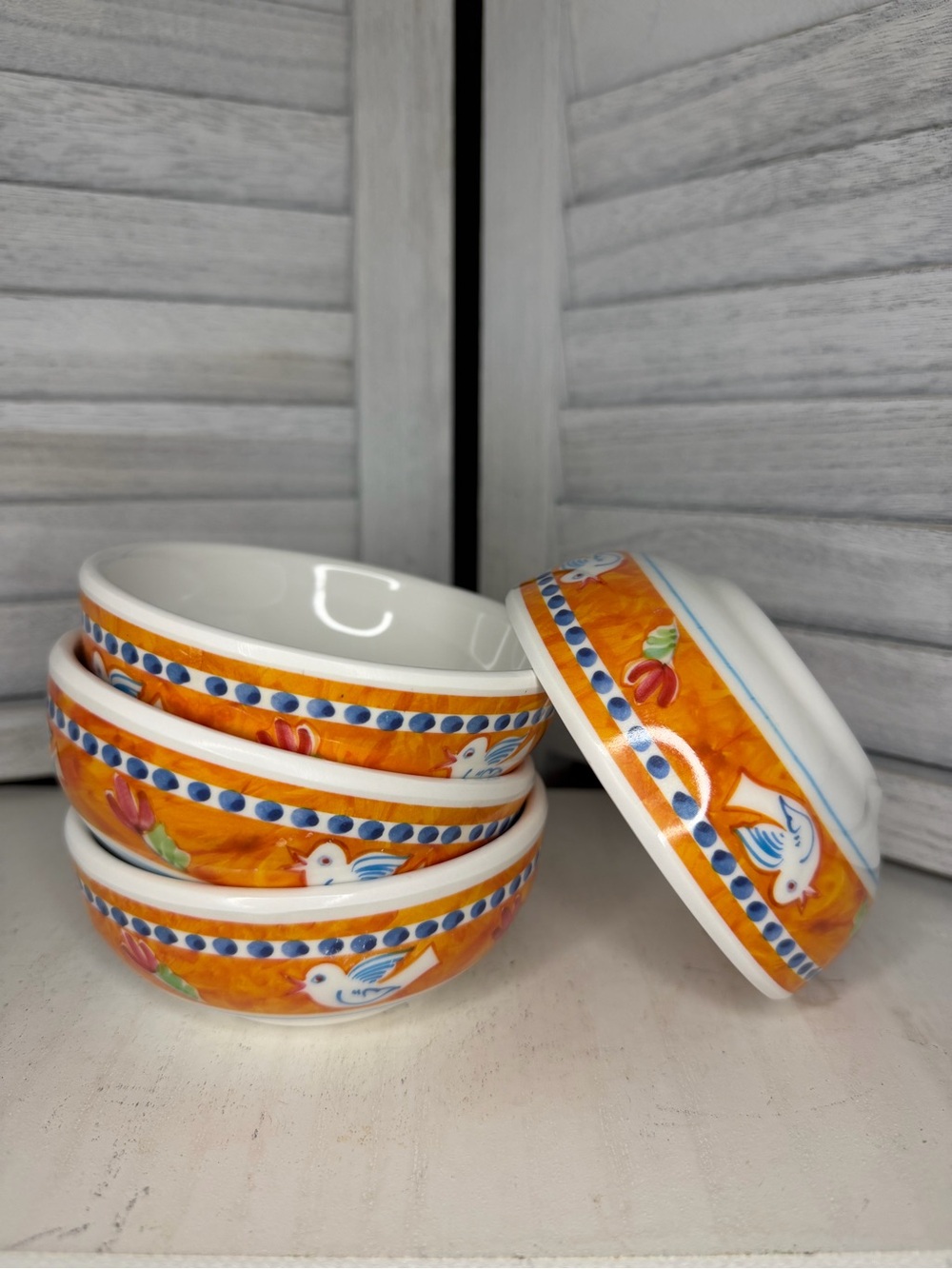 Vietri Melamine Campagna Uccello Olive Oil Bowls Set of 4, 4", Brand New